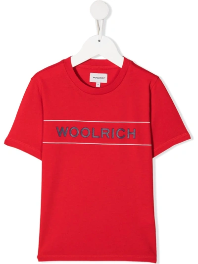 Woolrich Teen Logo-print Cotton T-shirt In Red