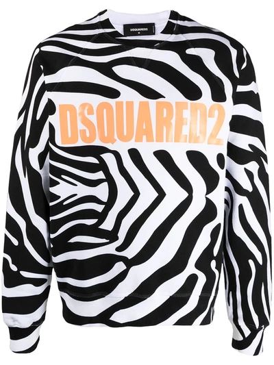 Dsquared2 Sweatshirt With Zebra Print In White