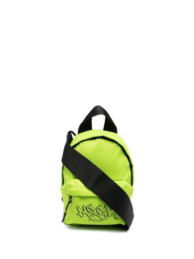 Msgm Mini Logo-print Backpack In 35 Green