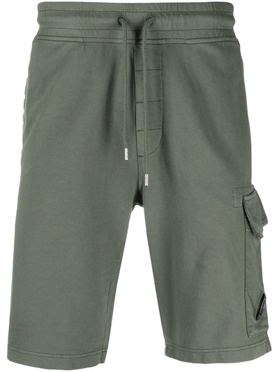 C.p. Company Logo-patch Drawstring Track Shorts In Green