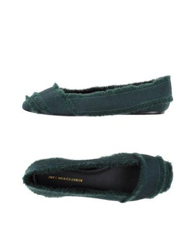 Avec Modération Ballet Flats In Emerald Green