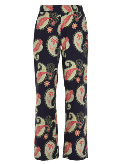 Paccbet Paisley Print Straight Trousers In Blue