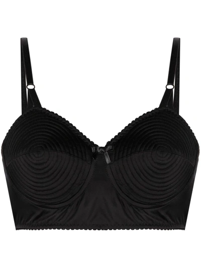 Moschino Bow-detail Quilted Bra In Black