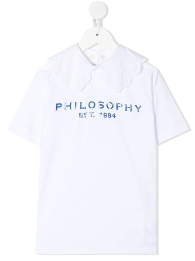 Philosophy Di Lorenzo Serafini Kids' Logo-print Short-sleeved T-shirt In White