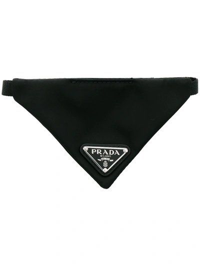 Prada Re-nylon Triangle Logo Bandana In Black
