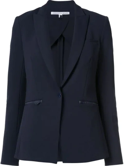 Veronica Beard Zip Pocket Blazer In Blue