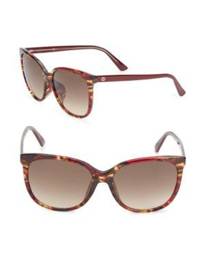 Gucci 58mm, Cat Eye Sunglasses In Red Havana