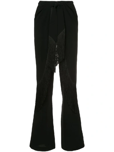 Cinq À Sept Audrina High-waist Fringed Wide-leg Pants In Black