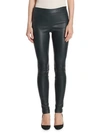 Theory Adbelle Leather Leggings In Dark Billiard