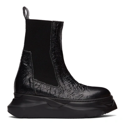 Rick Owens Drkshdw Black Crinkle Abstract Beetle Chelsea Boots In 999 Black