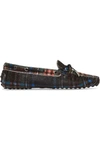 Tod's Gommino Leather-trimmed Tartan Calf Hair Moccasins