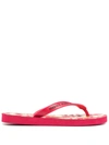 Versace Jeans Couture Baroque-pattern Print Flip Flops In Red