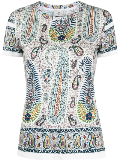 Etro T-shirt In Paisley Patterned Cotton In Multicolour