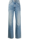 Slvrlake Sophie Ripped Mid Rise Straight Leg Jeans In Blue