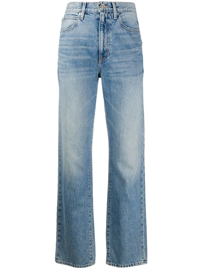 Slvrlake Sophie Ripped Mid Rise Straight Leg Jeans In Light Wash