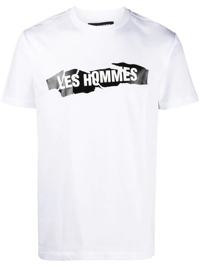 Les Hommes T-shirt Manica Corta Con Stampa Logo In White
