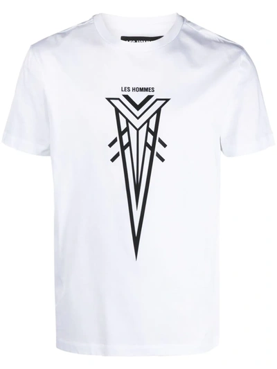 Les Hommes Graphic-print Short-sleeve T-shirt In White