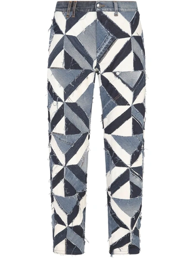 Dolce & Gabbana Patchwork-design Straight-leg Jeans In Blau