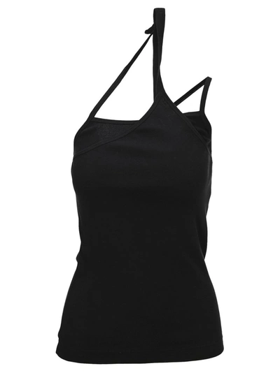 Helmut Lang Asymmetric Strap Top In Black