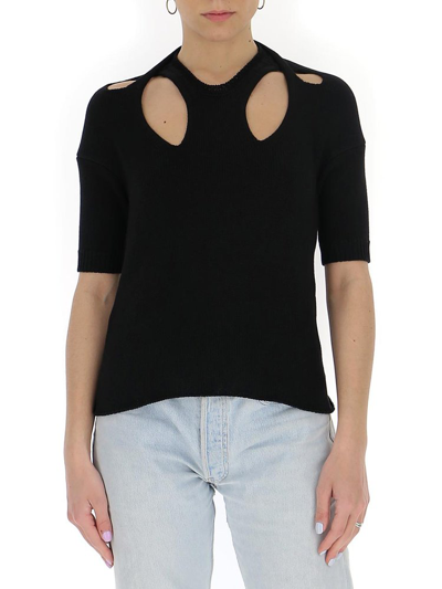 Chloé Cutout Cotton And Wool-blend Sweater In Black