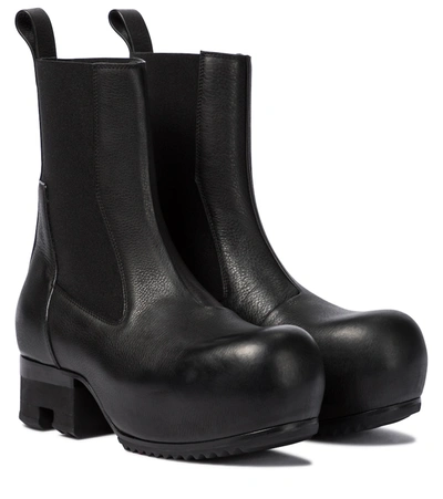 Rick Owens Beatle Leather Chelsea Boots In Black