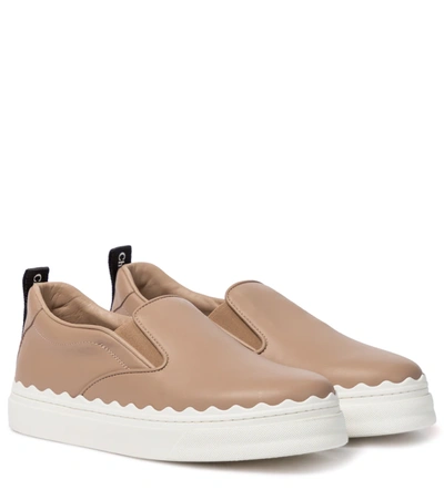 Chloé Lauren Leather Slip-on Sneakers In Pink Tea