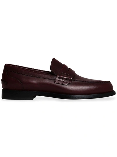 Burberry Bedmont Leather Penny Loafers In Bordeaux