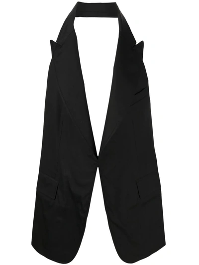 Comme Des Garçons Shirt Peak-lapel Cotton Backless Waistcoat In Black