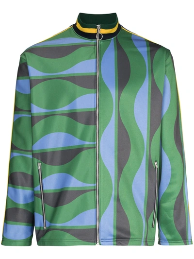 Ahluwalia Joz Abstract-print Upcycled-jersey Track Jacket In Grün