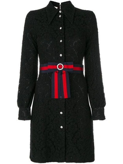 Gucci Cluny Lace Dress With Web Waistband