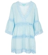 Melissa Odabash Victoria Lace-trim Cotton Mini Dress In Celeste