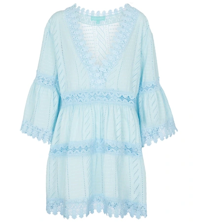 Melissa Odabash Victoria Lace-trim Cotton Mini Dress In Celeste