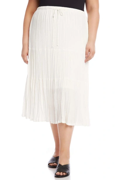 Karen Kane Tiered Crinkle Midi Skirt In Off White