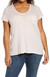 Caslonr Rounded V-neck Tee In Pink Chintz