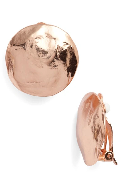 Karine Sultan Eva Shell Disc Clip-on Earrings In Rose Gold