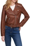 Levi's Faux Leather Fashion Belted Moto Jacket In Dark Brown