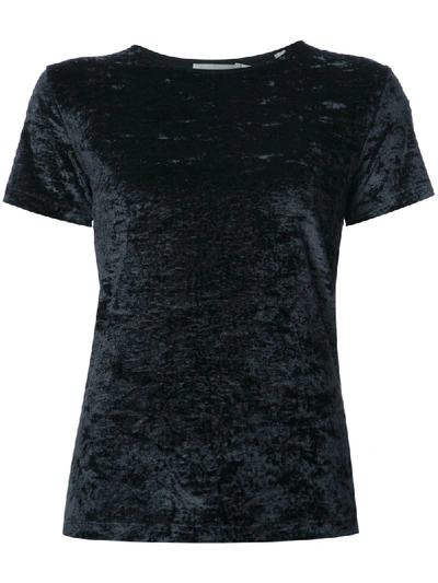 Vince Velvet Crewneck Short-sleeve Easy Tee In Black