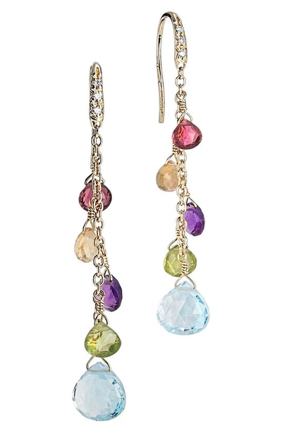 Marco Bicego Paradise 18k Yellow Gold Diamond & Mixed Semiprecious Stone Medium Drop Earrings