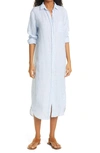 Frank & Eileen Rory Long Sleeve Shirtdress In Light Blue Linen