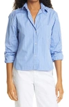 Frank & Eileen Silvio Woven Button-up Shirt In Blue W/ White Stripe