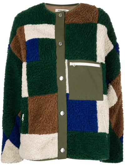 Sandy Liang Quilt Patchwork Oversize Fleece Jacket