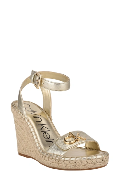 Calvin Klein Women's Karla Logo Espadrille Wedge Sandals Women's Shoes In Light Gold