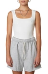 Nia Ribbed Square Neck Tank In White