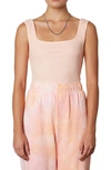 Nia Ribbed Square Neck Tank In Sorbet