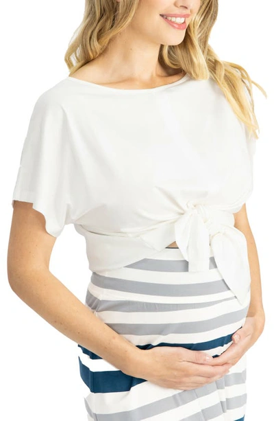Angel Maternity Tie Front Maternity/nursing T-shirt In White