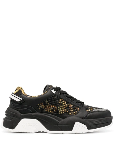 Versace Jeans Couture Stargaze Logo Baroque-print Sneakers In Black