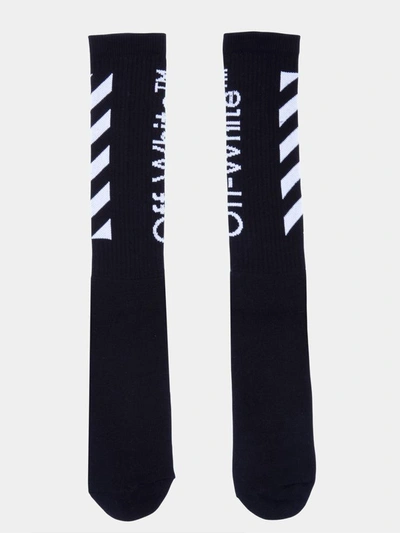 Off-white Diag Logo Socks In Black