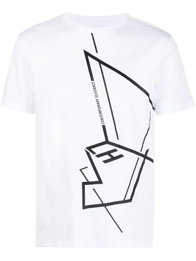Les Hommes Regular T-shirt W/graphic Print On Front In White