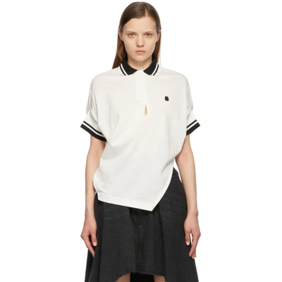 Sacai Embroidered-logo Polo Shirt In 101 White