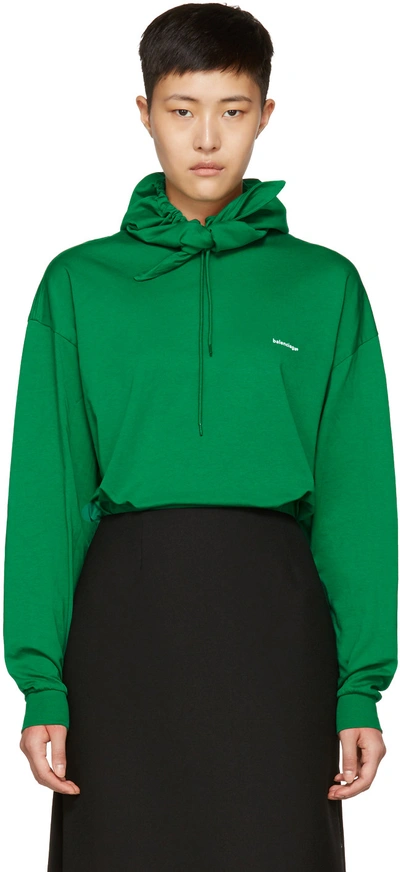 Balenciaga Green Logo Headscarf Hoodie | ModeSens